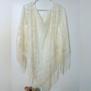 New !! White CardiShawl Shall/Poucho